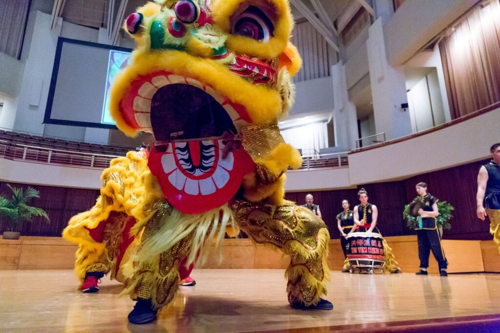 dragon dance with more performers in the background